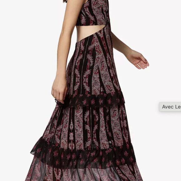 NWT AVEC LES FILLES Paisley-Print Tiered Maxi Dress Size 8 - Picture 4 of 11